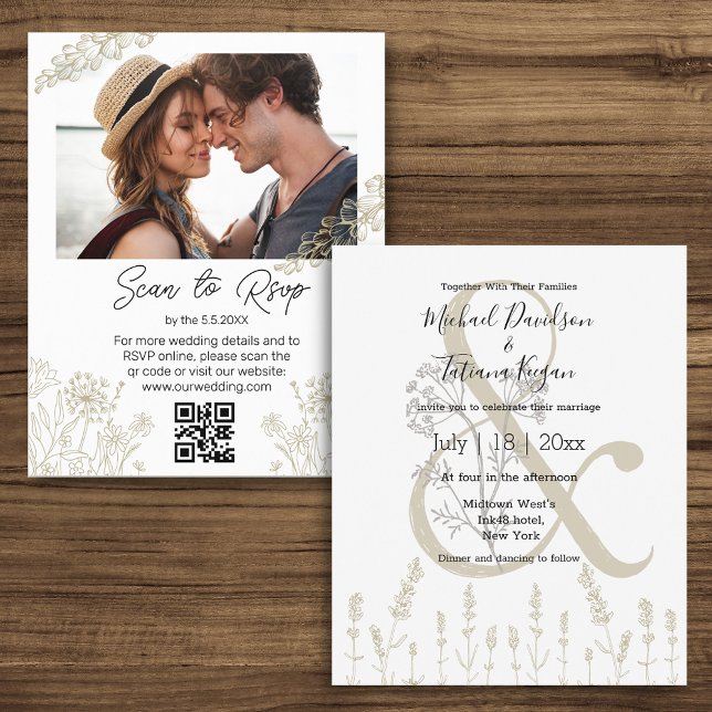 faire-part de mariage photo code qr botanique mini (Créateur téléchargé)