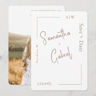 Faire-part de mariage photo contemporain blanc