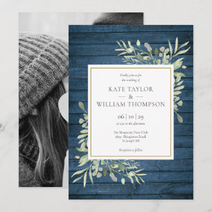 Faire-part de mariage photo country en bois rustiq