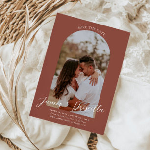 Faire-part de mariage photo d'arche moderne en ter