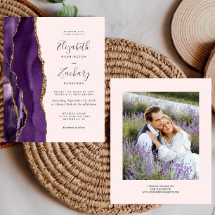 Faire-part de mariage photo de couleur violet d'âg