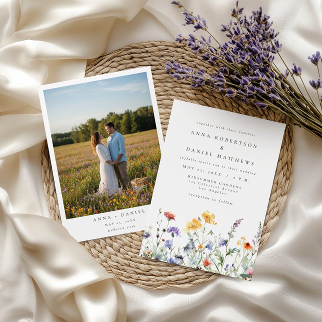Faire-part de mariage photo de fleur sauvage à l'a (Créateur téléchargé)