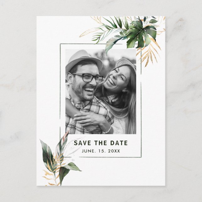 Faire-Part de Mariage Photo de Foliage Tropical (Devant)