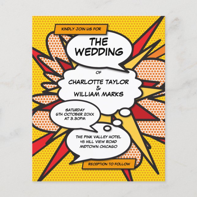 Faire-part de mariage photo de la bande dessinée m (Devant)