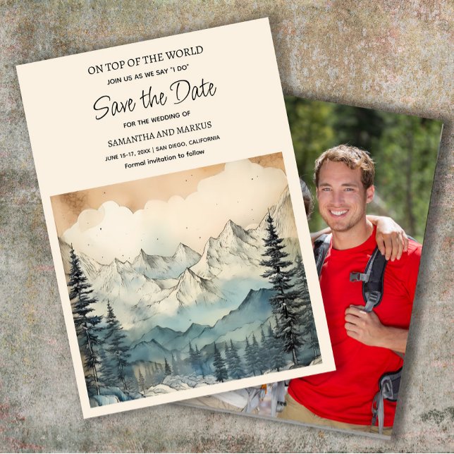 Faire-part de mariage photo de montagne  (Mountain wedding Save the Date photo card)