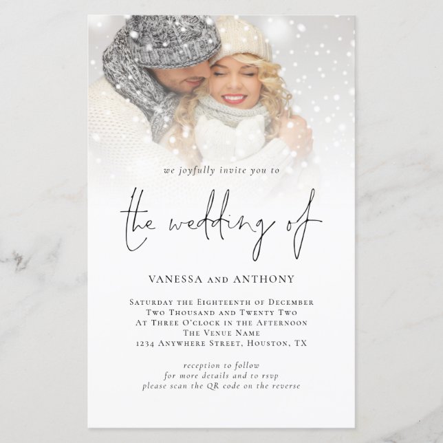 Faire-part de mariage photo du code QR du budget (Devant)