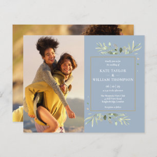 Faire-part de mariage photo Dusty Blue Folift Budg