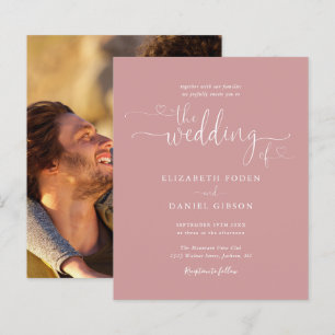 Faire-part de mariage photo écriture dusty rose Bu