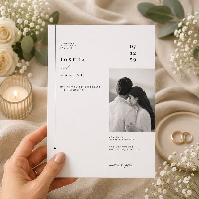 Faire-part de mariage photo éditorial moderne. (Créateur téléchargé)