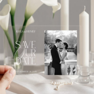 Faire-part de mariage photo en acrylique élégant p