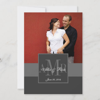 Faire-part de mariage photo en couple de monogramm