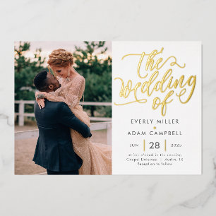 Faire-part de mariage photo en feuille d'aluminium