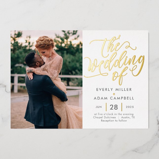 Faire-part de mariage photo en feuille d'aluminium (Recto)