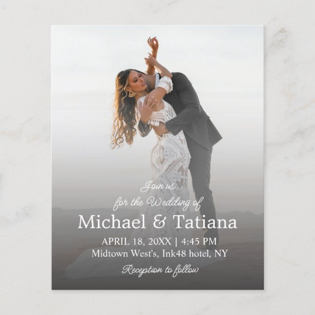 faire-part de mariage photo en script simple moder (Devant)