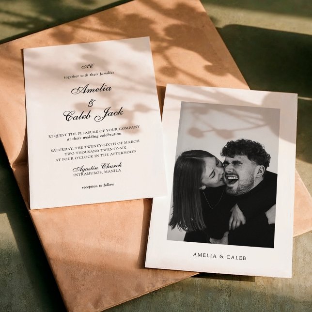 Faire-part de mariage photo et monogramme moderne (Créateur téléchargé)