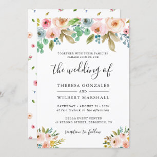 Faire-part de mariage photo florale Chic Watercolo