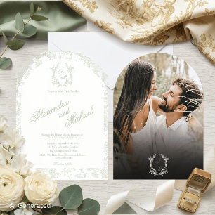 Faire-part de mariage photo florale monogramme toi