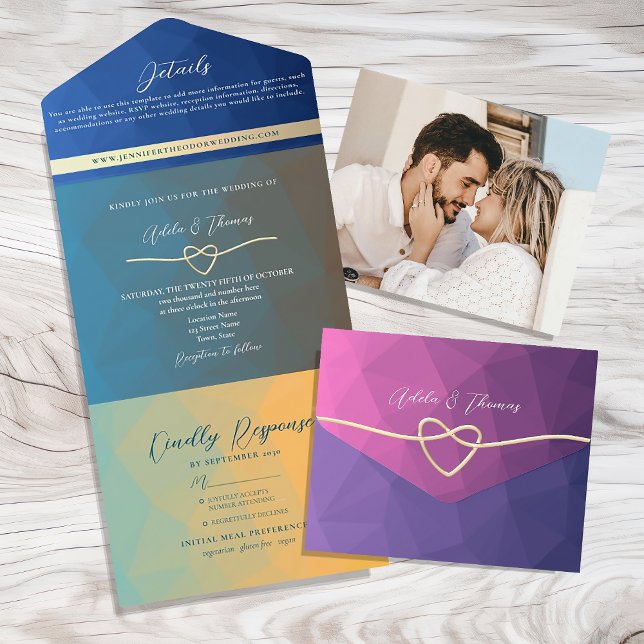 Faire-part de mariage photo géométrique couleur ré (Créateur téléchargé)