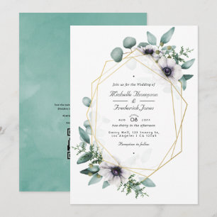 Faire-part de mariage photo géométrique floral à b