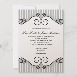 Faire-part de mariage photo Gris Vintage Swirl