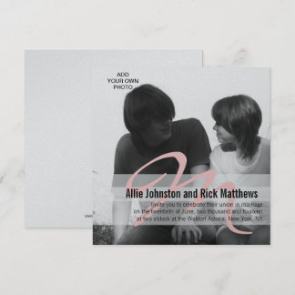Faire-part de mariage photo initial simple Silver