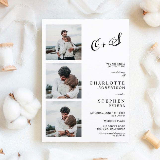 Faire-part de mariage photo initiales casual minim (Créateur téléchargé)