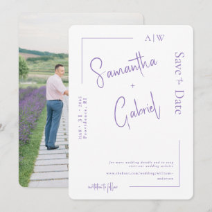 Faire-part de mariage photo lavande moderne II
