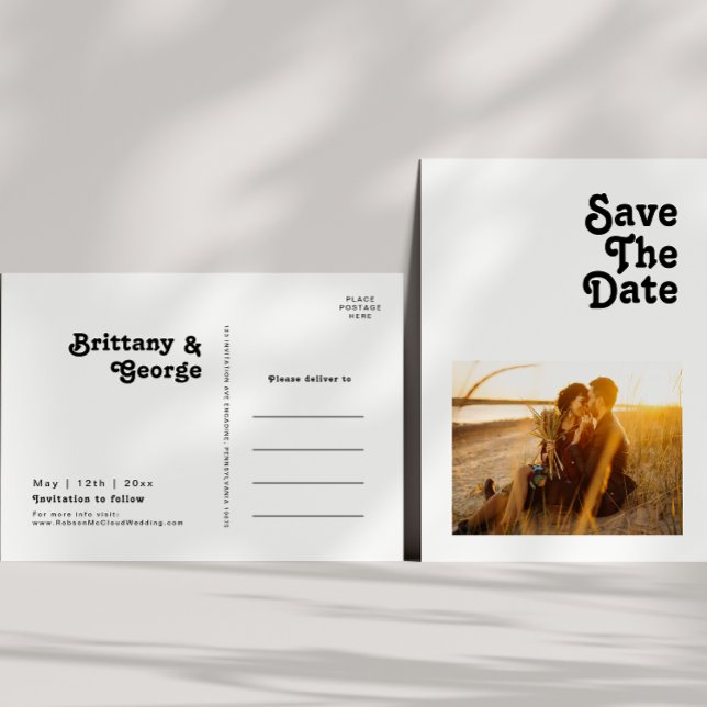 Faire-Part de Mariage Photo Lettrage Rétro Moderne (Créateur téléchargé)