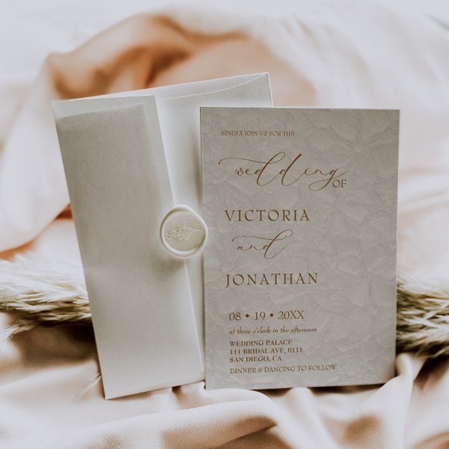 Faire-part de mariage photo Marron Beige Rustique  (Créateur téléchargé)