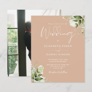 Faire-part de mariage photo marron Budget Greenery