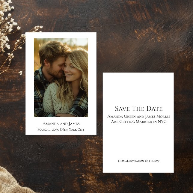 Faire-part de mariage photo minimaliste (Budget size Minimalist Photo Save The Date Card)