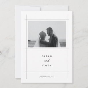 Faire-part de mariage photo minimaliste avec dessi