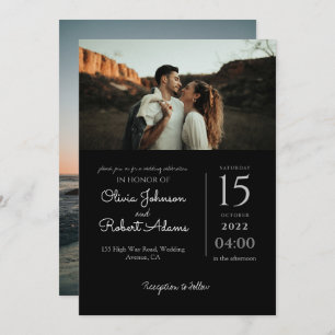 Faire-part de mariage photo minimaliste noir blanc