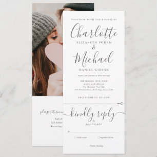 Faire-part de mariage photo minimaliste tout-en-un