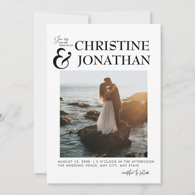 Faire-part de mariage photo moderne (Devant)
