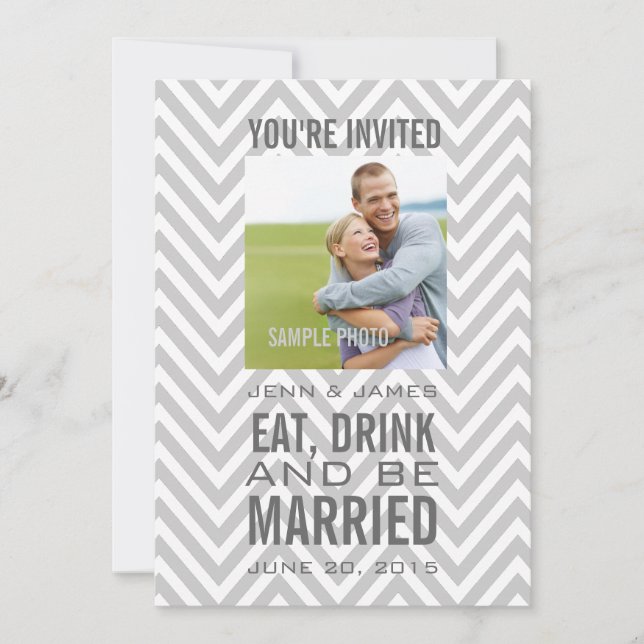 Faire-part de mariage photo moderne de Grey Chevro (Devant)