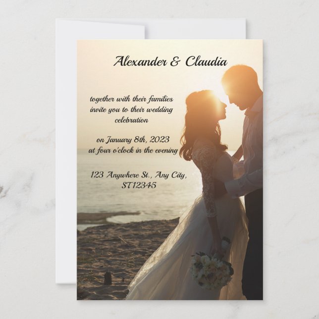 Faire-part de mariage photo moderne et élégant (Devant)