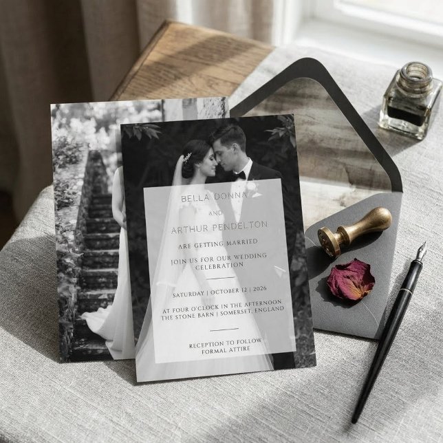 Faire-part de mariage photo moderne noir et blanc (Créateur téléchargé)