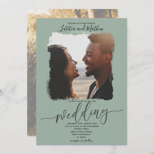 Faire-part de mariage photo moderne Sage vert