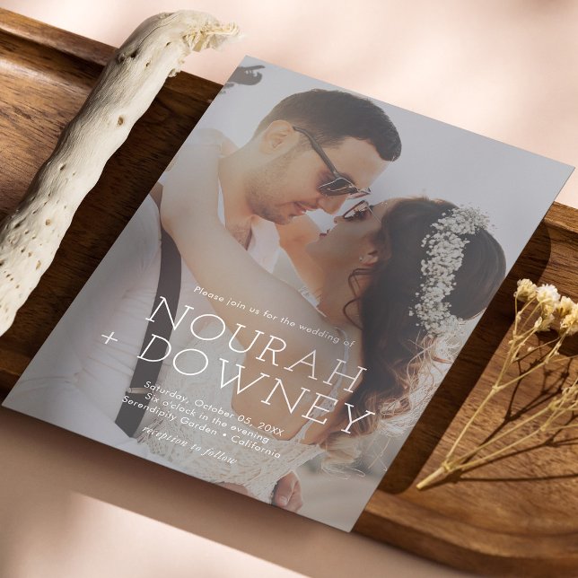 Faire-Part de Mariage Photo Moderne | Simple & Élé (Modern Photo Personalized Wedding Invitation | Simple & Elegant)