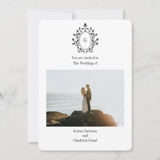 Faire-part de mariage photo monogramme (Devant)