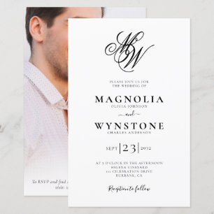 Faire-part de mariage photo monogramme élégant au