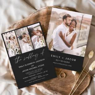 Faire-part de mariage photo noir