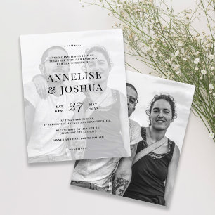 Faire-part de mariage photo noir blanc moderne