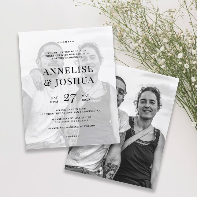 Faire-part de mariage photo noir blanc moderne (Créateur téléchargé)