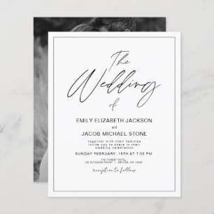 Faire-part de mariage photo noir et blanc Budget