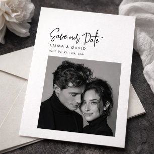 Faire-part de mariage photo noir et blanc classiqu