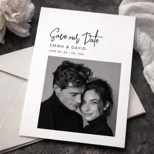 Faire-part de mariage photo noir et blanc classiqu (Créateur téléchargé)
