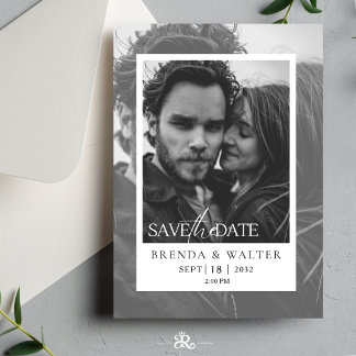 Faire-part de mariage photo noir et blanc moderne