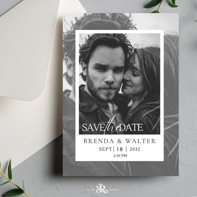 Faire-part de mariage photo noir et blanc moderne (Créateur téléchargé)